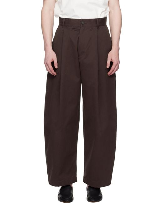 メンズ Studio Nicholson ブラウン Guild トラウザーズ Black