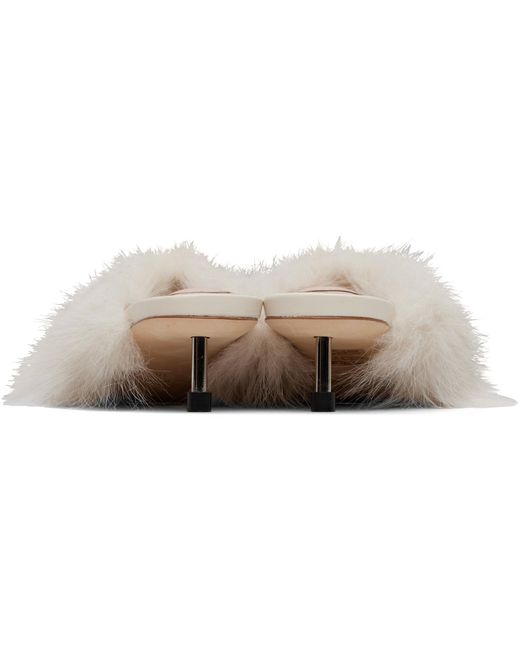 Simone Rocha White Off- Faux Fur Mule Heels