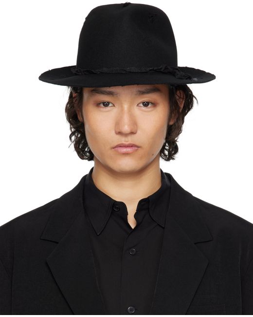 メンズ Yohji Yamamoto ブラック Wool Soft ハット Black