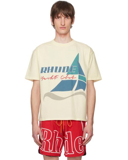メンズ Rhude オフホワイト Yacht Club Tシャツ Red