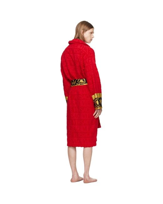Versace Red 'I Heart Baroque' Bathrobe for men