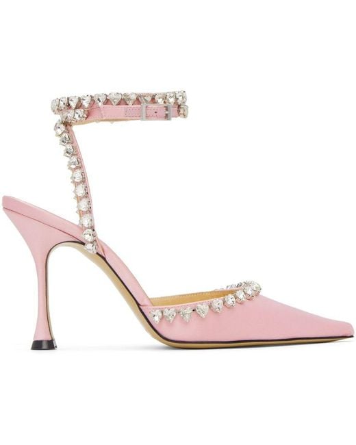Mach & Mach Audrey Crystal Heart Heels in Pink | Lyst