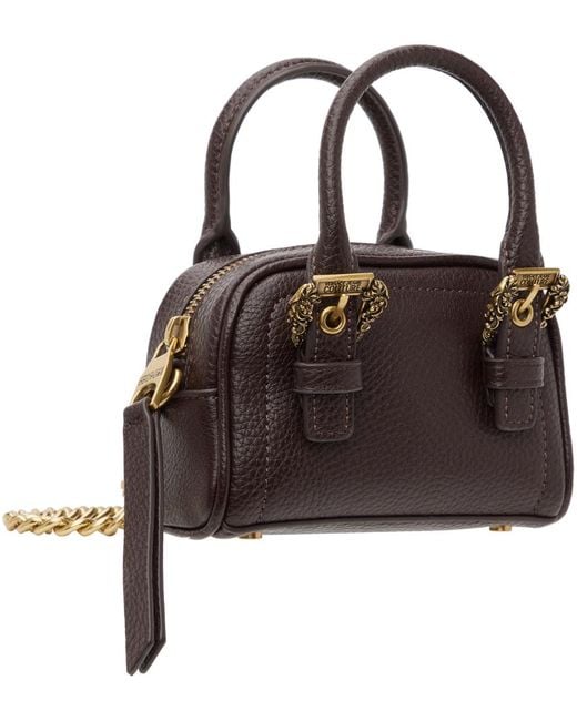 Versace Brown Curb Chain Top Handle Bag