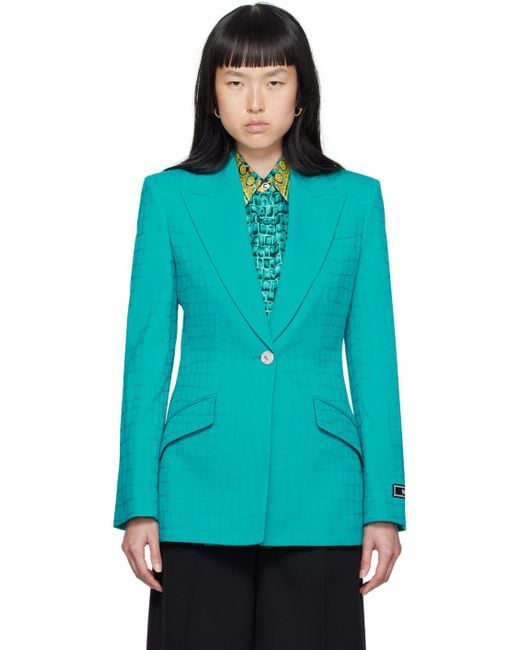 Versace ブルー ジャカード テーラードジャケット Blue