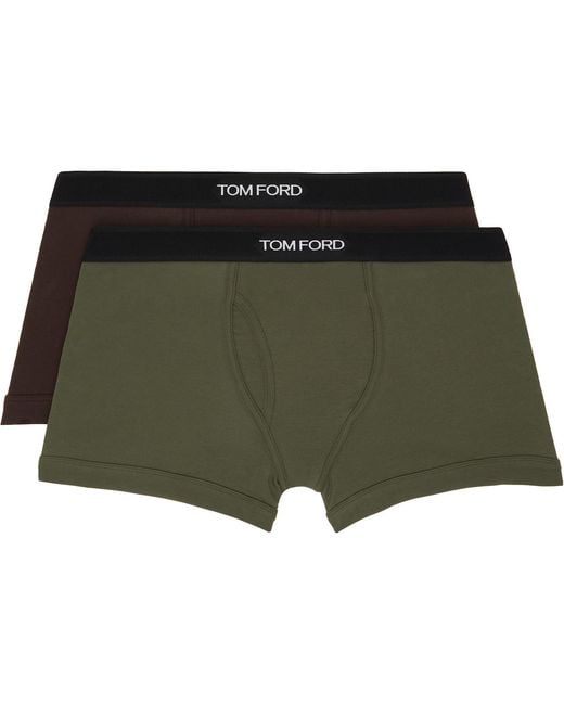 Tom Ford Green Two-Pack Cotton Boxer Briefs for men