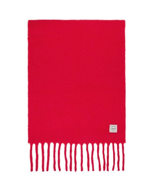 Totême Red Fuzzy Scarf
