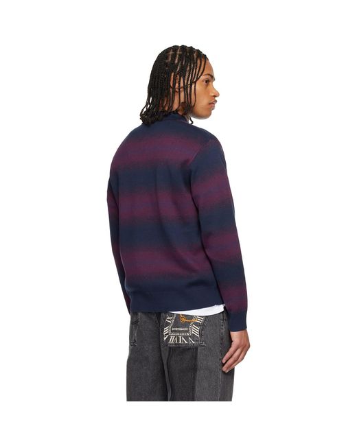 Dime Blue Striped Rugby Sweater for men