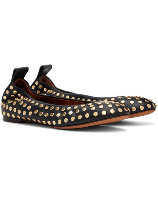 Lanvin Black Studs Leather Ballerina Flats