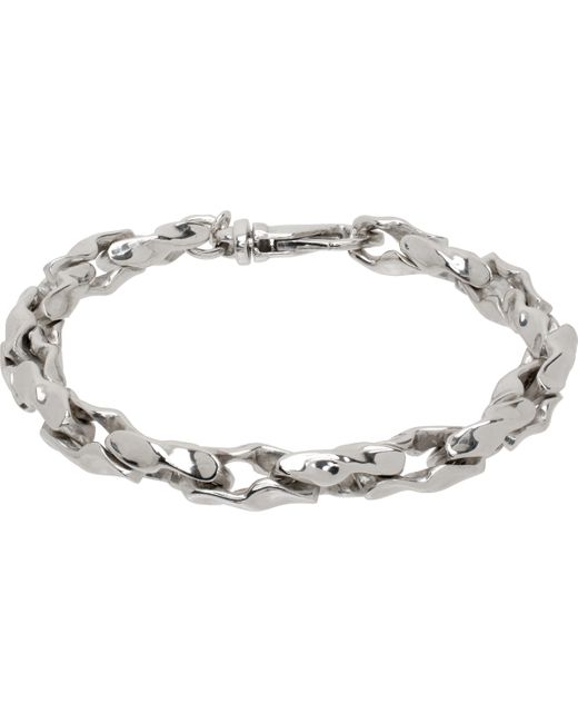 メンズ Emanuele Bicocchi シルバー Large Hammered Chain ブレスレット Black