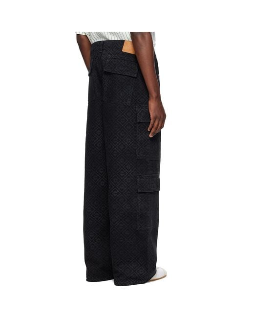 Casablanca Black Monogram Cargo Jeans for men