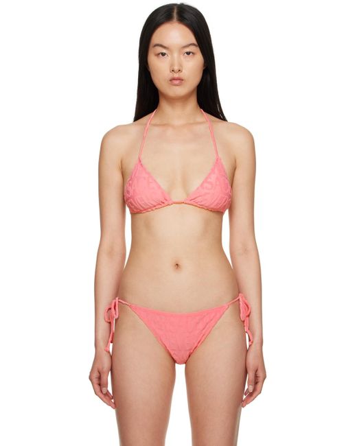 Versace Pink Dua Lipa Edition Allover Bikini Top