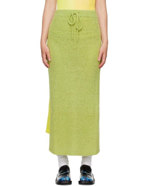 The Elder Statesman Green Selerino Net Midi Skirt
