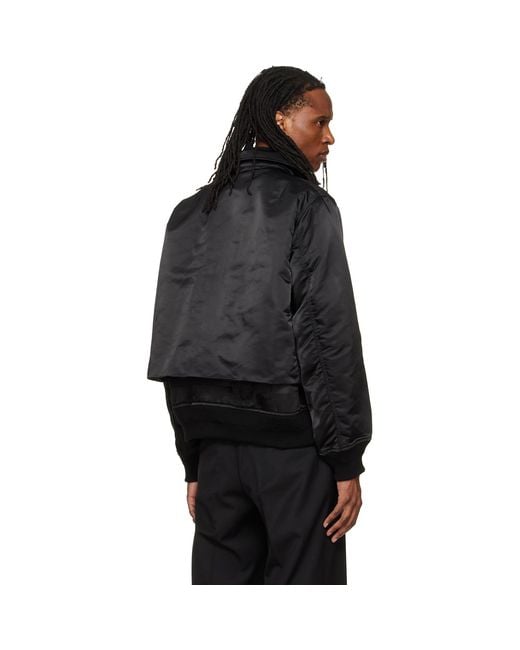 Sacai Black Cotton Nylon Twill Bomber Jacket for men