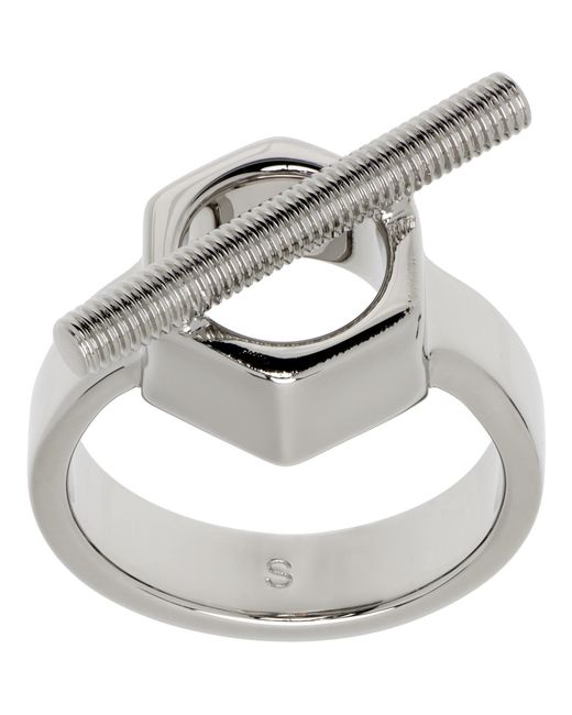 Marni Metallic Engraved-Logo Ring for men