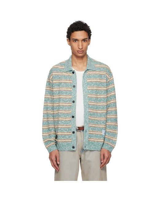 Wooyoungmi Green Striped Cardigan for men