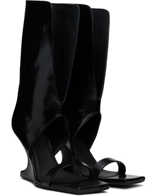 Rick Owens Black Hollywood Winged Cantilever 8 Heeled Sandals