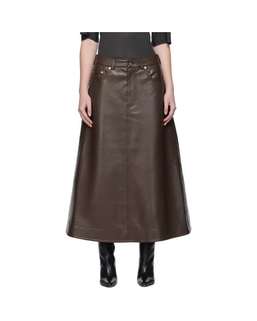 Nanushka Brown Cintia Regenerated Leather Maxi Skirt