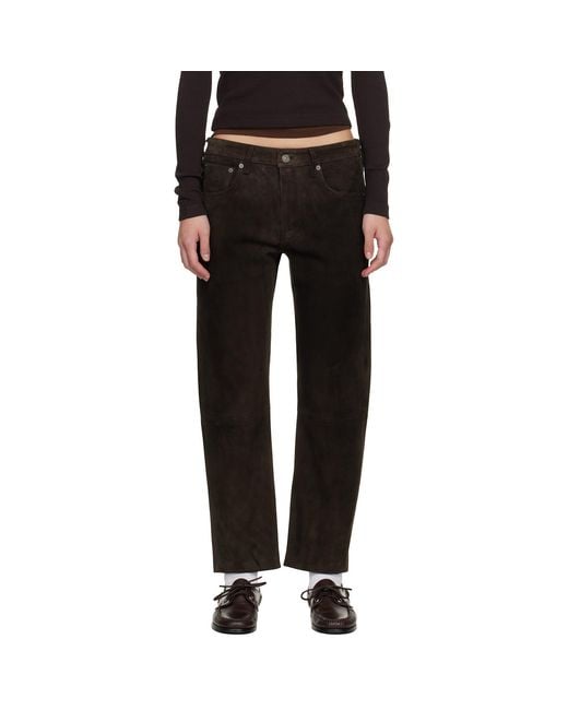 Citizens of Humanity Black Winslow Boyfriend Suede Trousers