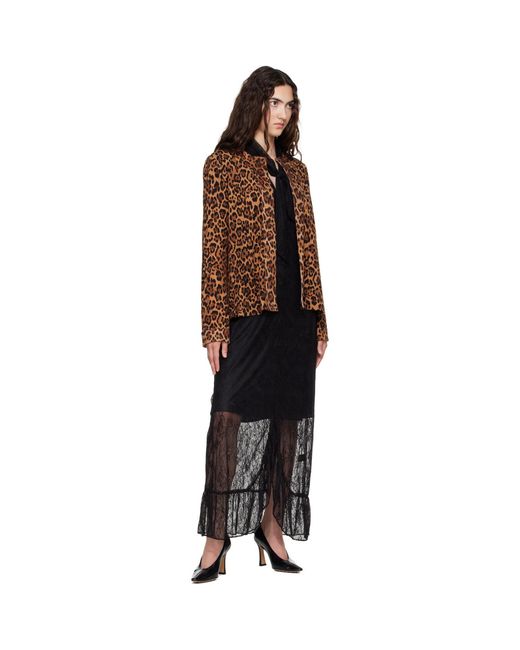 Anna Sui Brown Tan Leopard Cardigan
