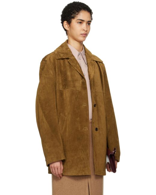 Carven Brown Tan Short Split Suede Coat