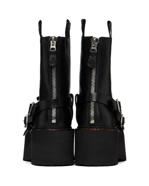 R13 Black Strapped Double Stack Boots