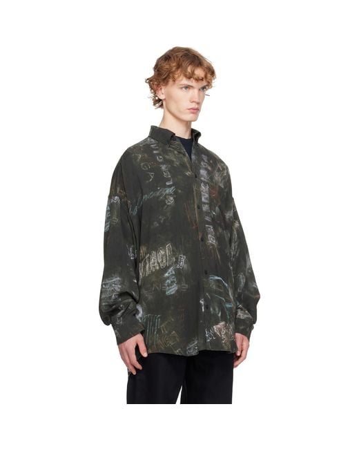 Balenciaga Gray Washed Crayon Allover Long Sleeve Cocoon Shirt for men