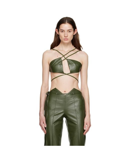 AYA MUSE Green Montiva Faux-Leather Bra