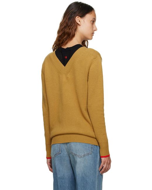 Victoria Beckham Orange Double V-neck Sweater