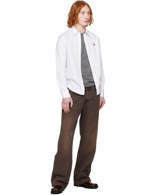 メンズ Maison Kitsuné ホワイト フォックスヘッド クラシック シャツ White