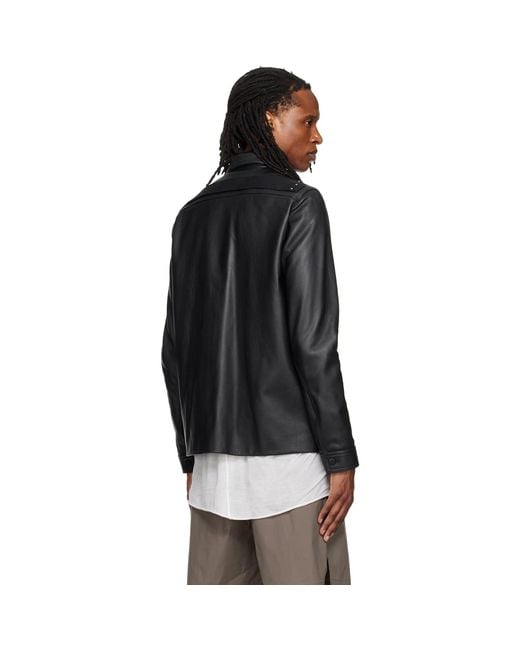 Rick Owens Black Buttoned Brad Leather Jacket for men