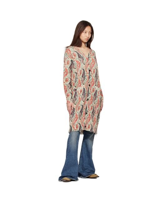 R13 Natural Printed Long Cardigan