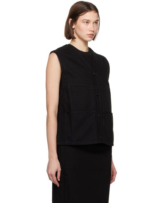 Lemaire Black Y-neck Denim Vest