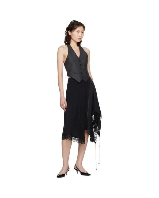 Vetements Black Reworked Lingerie Midi Skirt