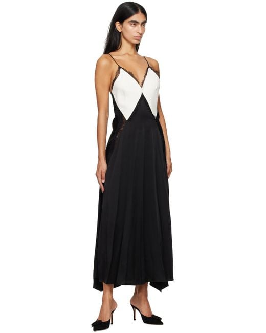 Robe Longue Noir Et Blanc À Col En V Victoria Beckham en coloris Black