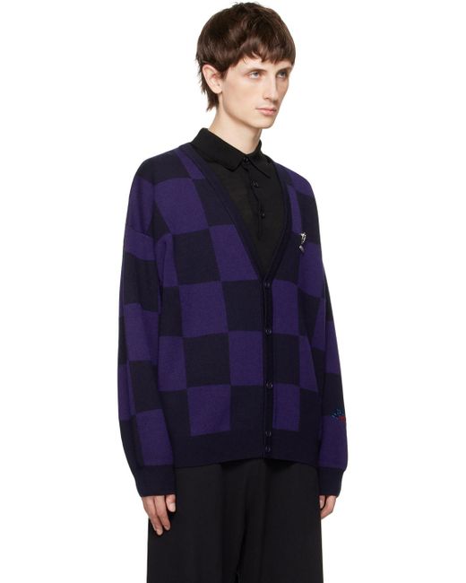 Raf Simons Blue Navy & Black Fred Perry Edition Cardigan for men