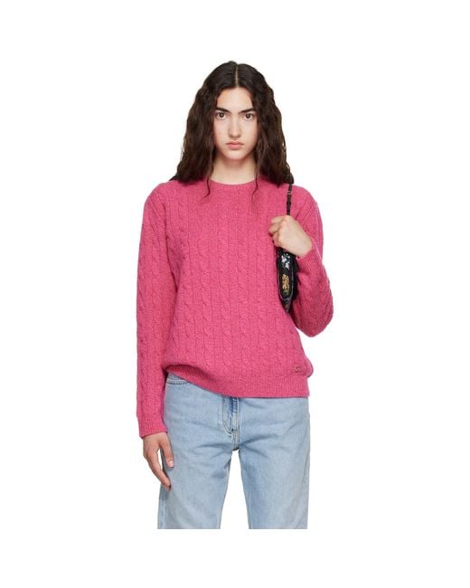 Valentino Red Cable-Knit Wool Sweater