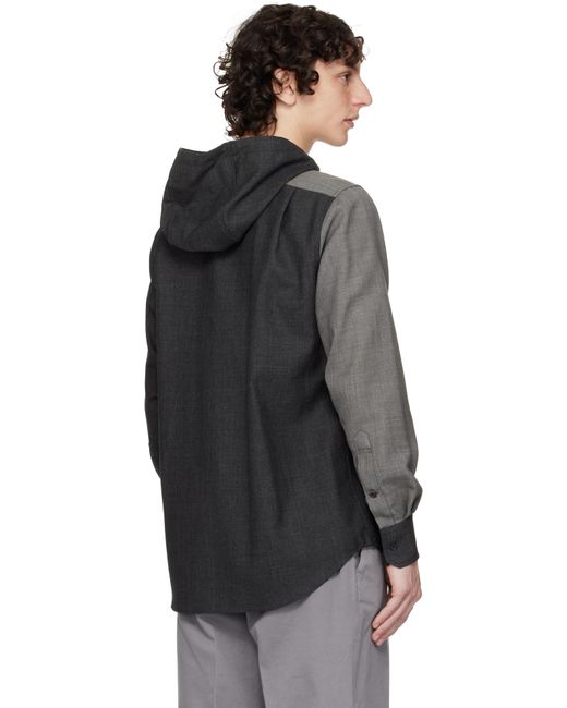 Thom Browne Black Fresco Funmix Hooded Shirt for men