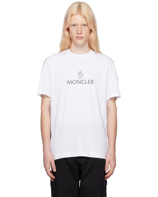 Mens white moncler shop t shirt