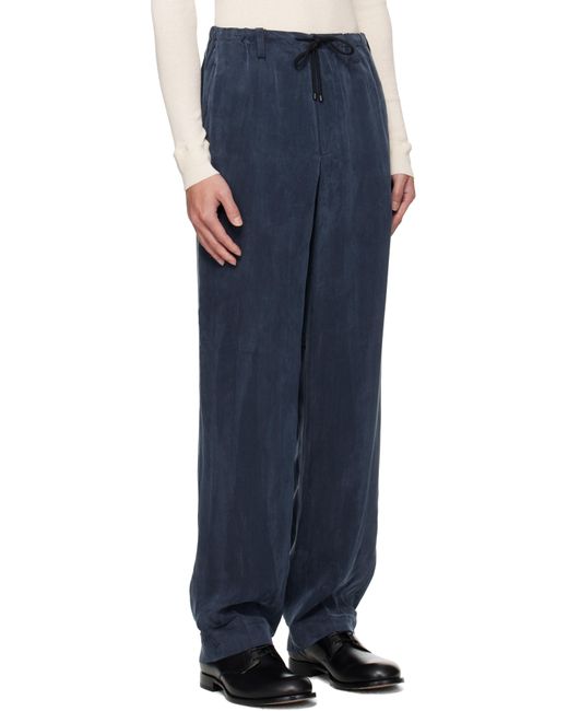Pantalon Bleu Marine À Cordon Coulissant Dries Van Noten pour homme en coloris Blue