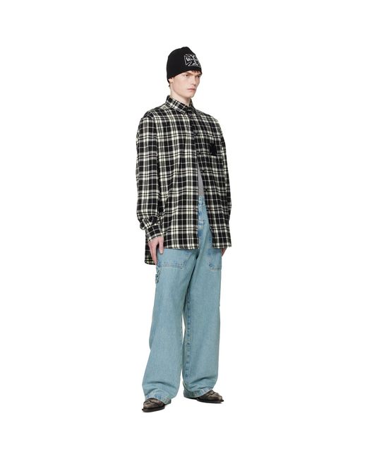 Vetements Black Leather Cross Flannel Shirt for men