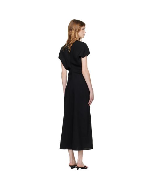 Totême  Black Slouch Waist Wool Maxi Dress