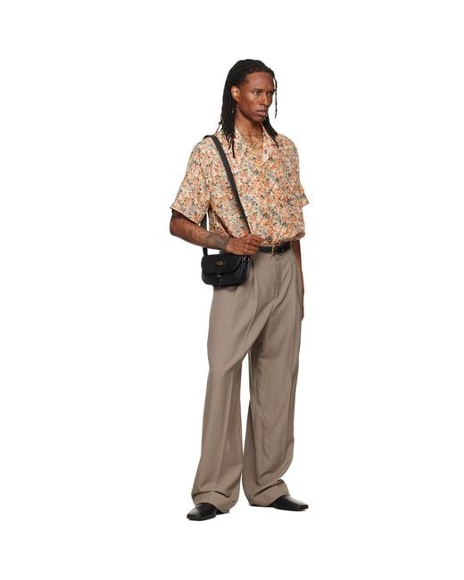 Valentino Brown Floral Silk Bowling Shirt for men