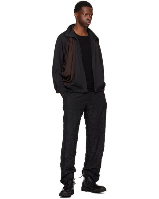 Spencer Badu Black Crinkled Trousers for men
