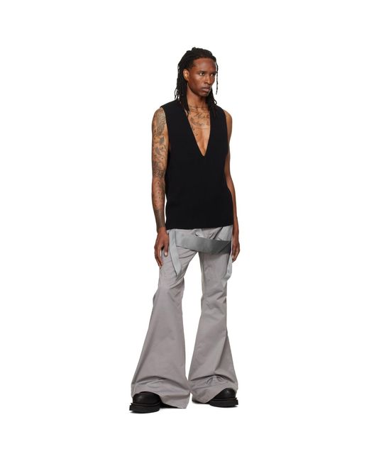Rick Owens Black Tower Knit V Tank Top for men