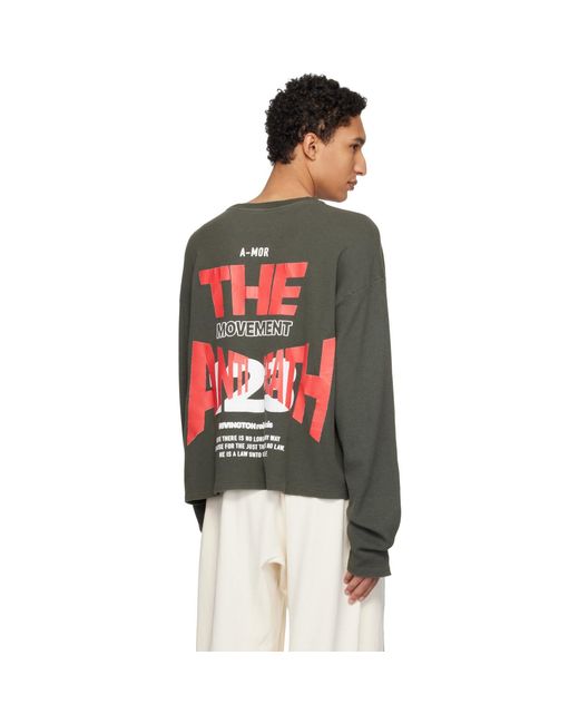 RIVINGTON roi Rebis Black Khaki 'Anti Death' Thermal T-Shirt for men