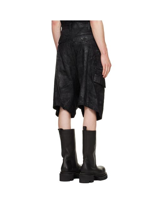 Julius Black Coated Tactical Kite Denim Shorts for men