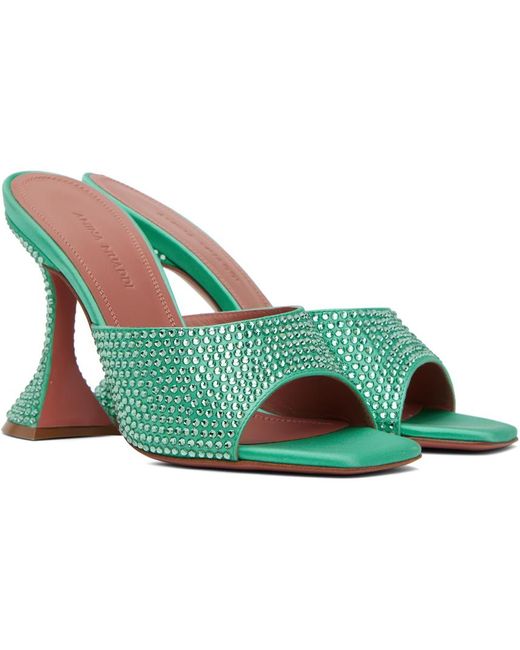 AMINA MUADDI Green Lupita Crystal Heeled Sandals