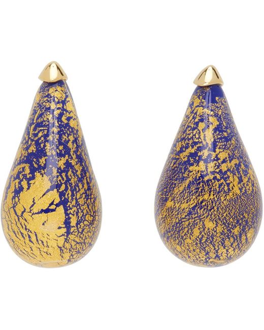 Bottega Veneta Blue Drop Glass Earrings