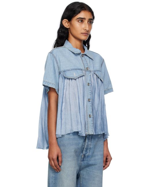 Sacai ブルー パネル デニムシャツ Blue