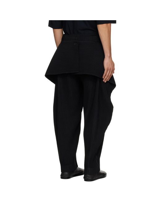 Homme Plissé Issey Miyake Black Cover And Fold Trousers for men
